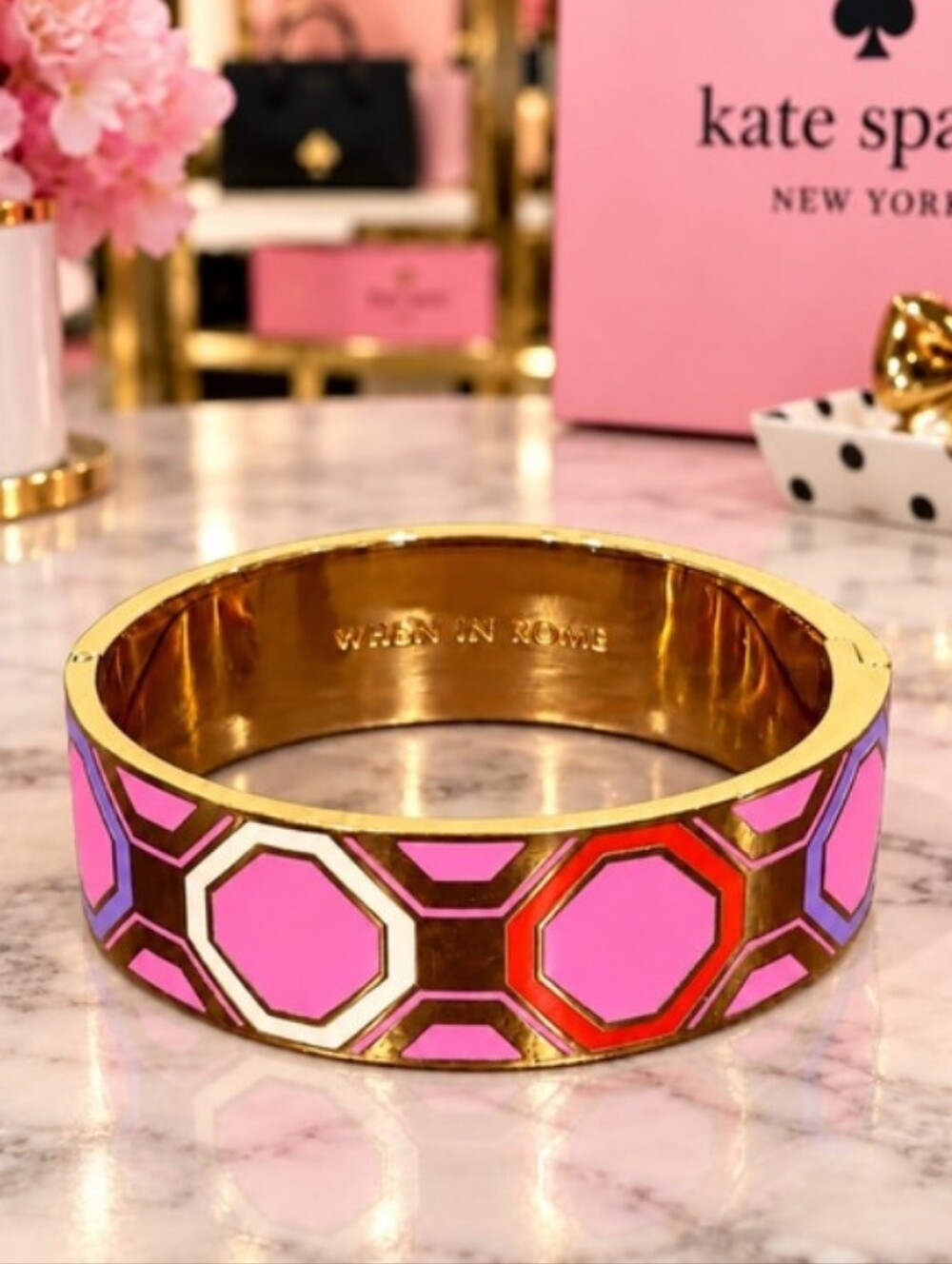 Kate Spade X Florence Broadhurst " When In Rome " Hinged Bangle Bracelet🩷❤️